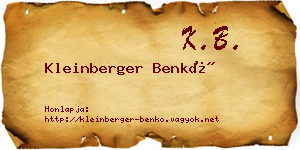 Kleinberger Benkő névjegykártya